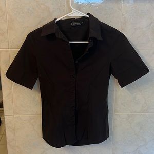 Black collared button down shirt